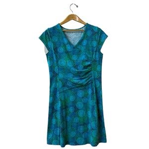 Kuhl Women’s Dress Blue Green Sz M Dress Faux Wrap Dress Cool Max Fabric GUC